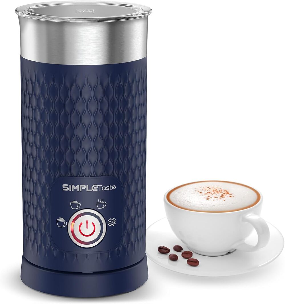 SIMPLETASTE Milk Frother, 4-in-1 Electric Milk Steamer, Automatic Warm cold foam